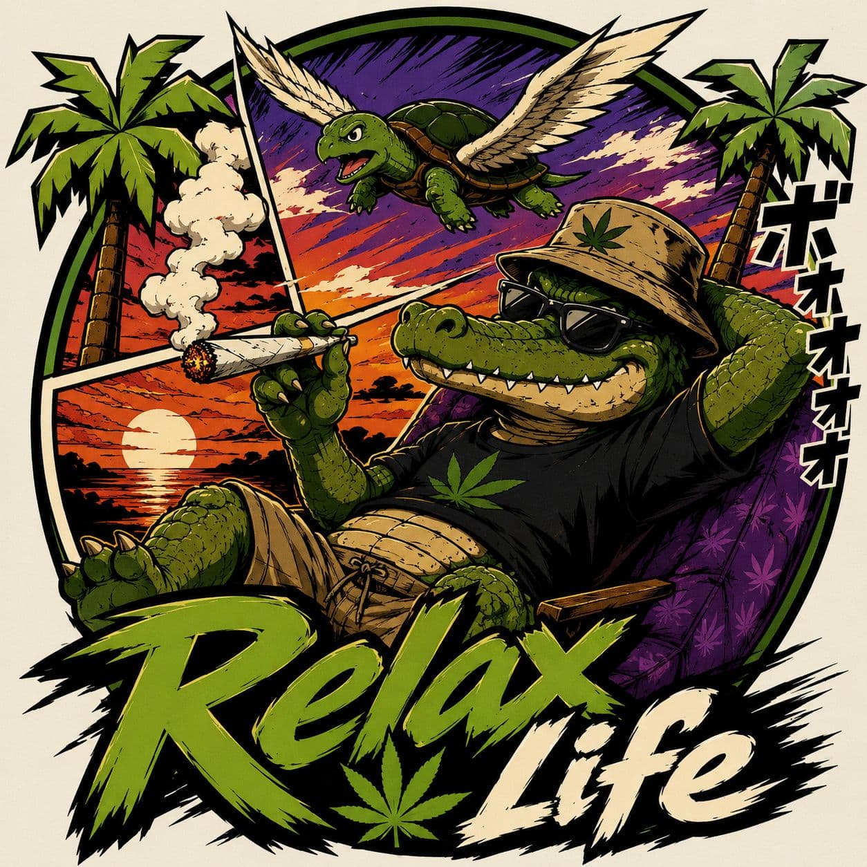 Relax Life mascot sunset